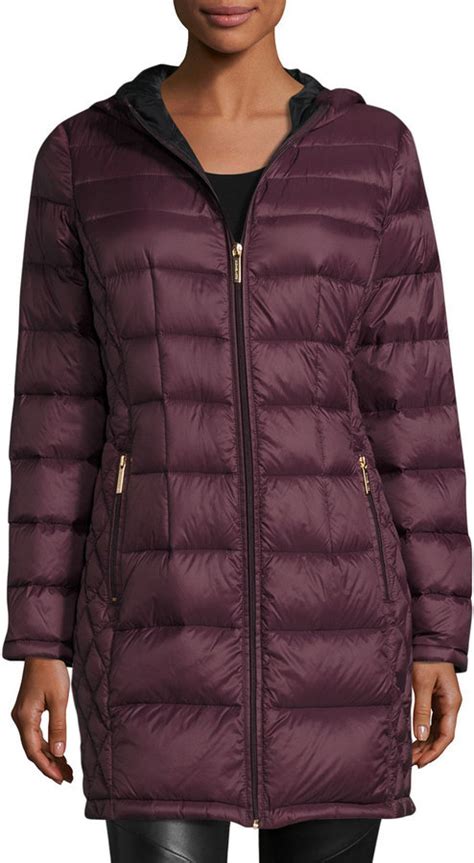 michael kors coat women eggplant brandy|Michael Kors puffer coat.